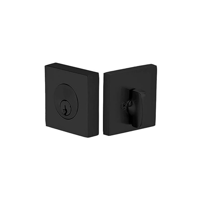 Emtek Hardware Deadbolt, Single Cylinder, Square, Solid Brass, Door Thickness: