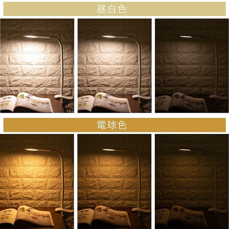 Iris Plaza PCL-R401-W LED Desk Light, Clip Light, 3 Levels,