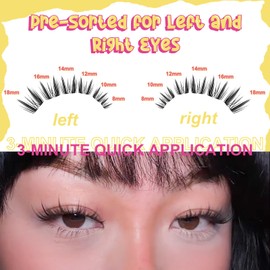 Fowendia Wispy Lash Clusters Freya 8-18mm Spike Eyelash Clusters D Curl DIY Lash Extension Spikes 0.03mm -Invisible Band Natural Individual Cluster Eyelashes