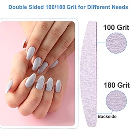 Limas de uñas (25 piezas), lima de uñas de grano 100/180, tablero de esmeril a granel para uñas acrílicas y uñas naturales, limas para uñas acrílicas,
