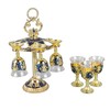 6Pcs Chinese Chalice Retro Style Zinc Alloy Glass Embossed Flower