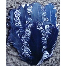 Pretty-Plumes Navy White Goose Curly Feather Pad Hat Headband Purse Sew or Glue on