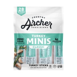 Archer Jerky Mini Turkey Jerky Sticks - All Natural Turkey Sticks, Protein Snack for People, Individually Wrapped Meat Minis, Gluten Free, Keto, Original Flavor - 0.5 oz (Pack of 28)