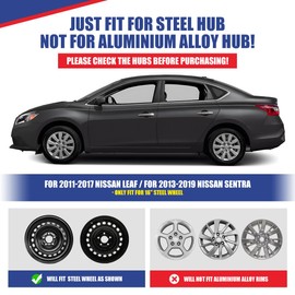 NIXON OFFROAD 16 Inch Hubcaps for Nissan Leaf 2011-2017/Nissan Sentra 2013-2019 [Only Fit Steel Wheel] Wheel Rim Cover (Set of 4) PP Hub Caps Replacement for Car (Lacquer, 5132Style)