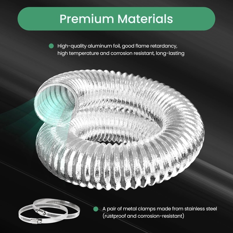 iPower 12-Inch 25-Feet Aluminum Ducting Vent Hose for Cooling Ventilation