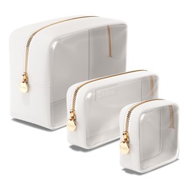Embla Clear Cosmetic Bags Set of 3, Large, Small and Mini Makeup Bags For Women Clear Pouch Cosmetics Bags Zipper Cute Pouches Make Up Travel Toiletry Essentials Preppy Purse Organizer Bags