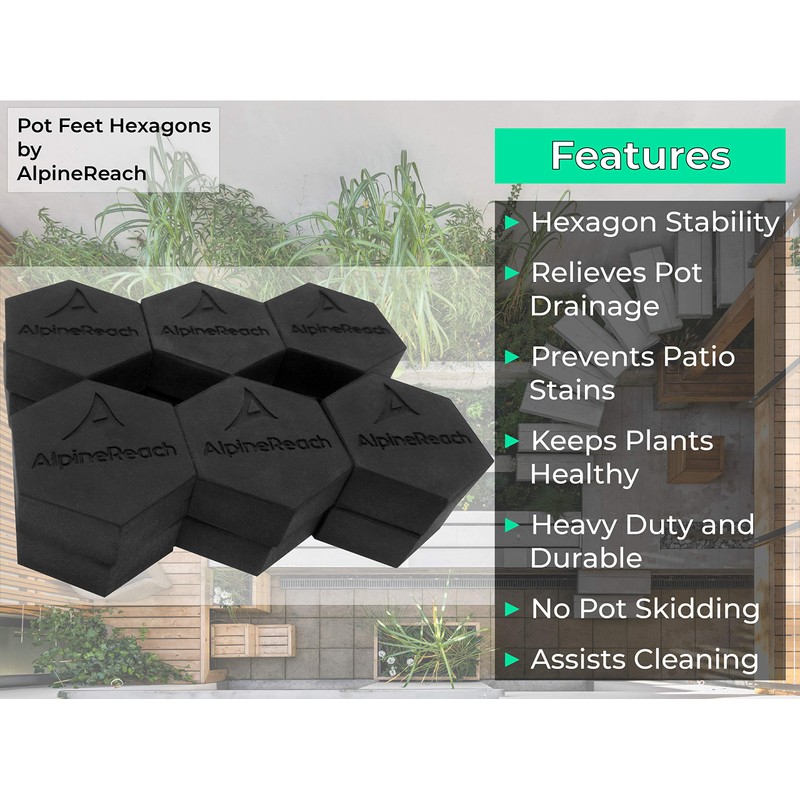 AlpineReach Extra Heavy Duty Pot Feet Risers 12 Pack Hexagons