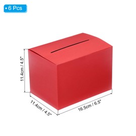 PATIKIL Cardboard Suggestion Box, 6 Pcs 6.5 x 4.5 x 4.5 Inch Ballot Box with Removable Header Board Raffle Box for Suggestion, Collection, Tip, Donate, Voting, Red