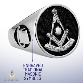 MasonicMan Past Master Stainless Steel Ring in Gift Pouch, No Gemstone