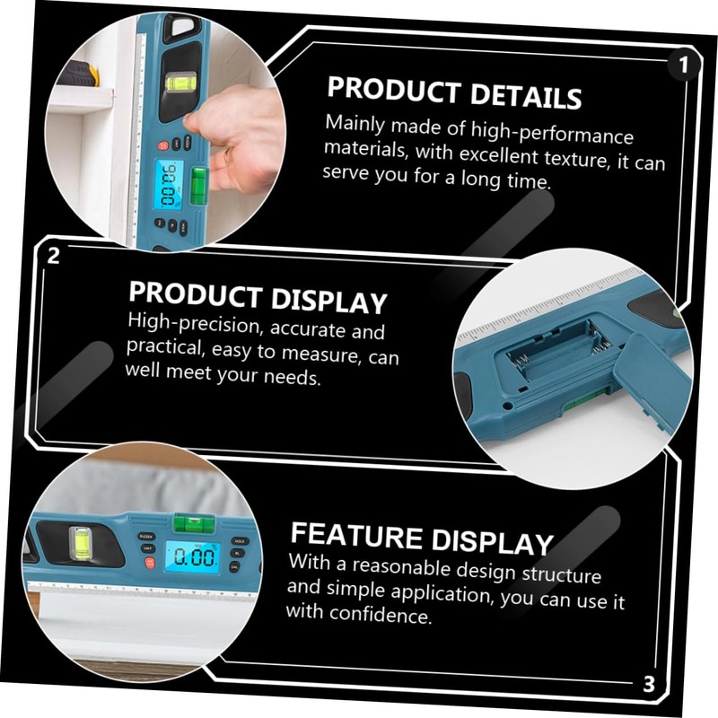 SHOWERORO Mini Backlight Level Ruler Balance Ruler Bubble Level High