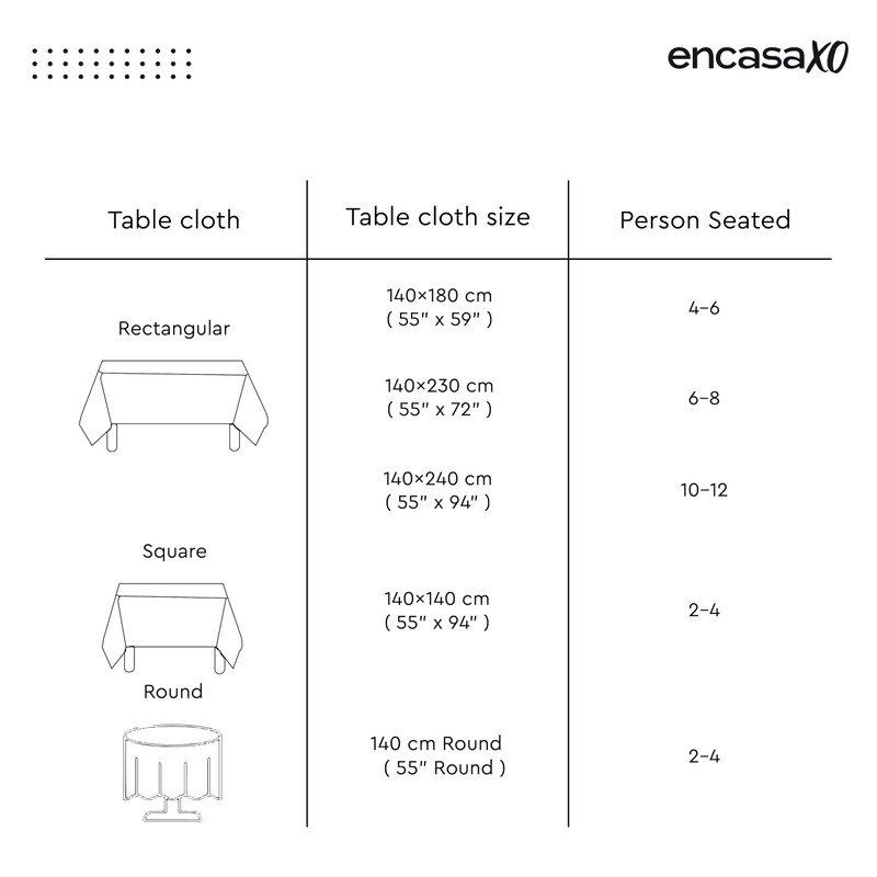 Encasa XO Cotton Table Cloth, Outdoor Dining Cover 140x180 cm