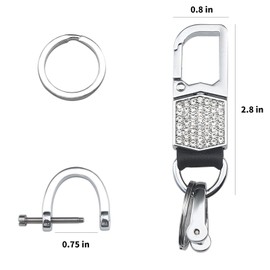 LCXWZNDY Key Chain Ring Clip Zircon Crystal shiny key hanger, Car keychain for men and women (Black)