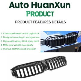 G20 Grill Front Kidney Grille Replacement Compatible with 3 Series G20 G28 LCI 2023 2024 2025 320i 330i 330e M340i Easy Installation ABS Materia (Single Slat/Gloss Black, G20 2023+)