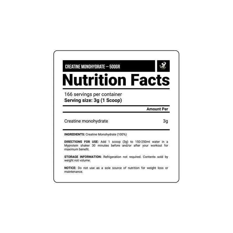 Myprotein Creatina Monohidratada Polvo Sin Sabor 500g 100 Porciones