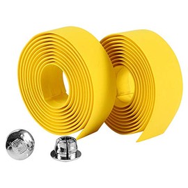 Cinta Para Manubrio De Bicicleta Ruta Amarillo,Cinta de Barra de Bicicleta Cinta Reflectante de Agarre Envolvente + 2 Tapones de Barra para Bicicleta de Carretera de Montaña(Paquete de 2)(Amarillo)