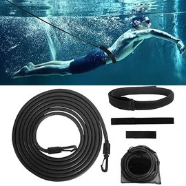 LONGHAO 4 m Pool Swimming Belt, Swimming Pools Resistance Training, Swimming Belt, Adult Swimming Training Belt, Pool Aqua Fitness Equipment, Pool Resistance Training, for Children and Adults (Black)