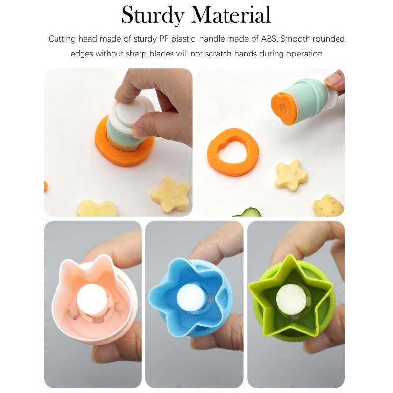 8 Pack Vegetable Cutter Shapes Cookie Cutters Set, Push‑Type,Green Pink