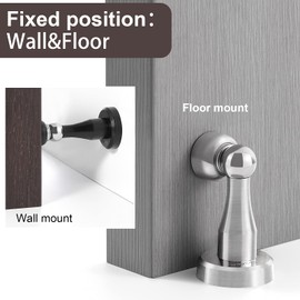 YINGXUN Door Stopper, Strengthen The Magnetic Door Catch, Door Stops Wall Protector, Screws for Stronger Wall Mount&Floor Mount,with Silicone Sucker, zinc Alloy Materials, 2Pack (Silver)