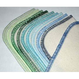 Gina's Soft Cloth Shop 1 Ply Organic Flannel Baby Wipes 8x8 Inches Set of 10 Blues and Greens - Proudly Made in the USA!