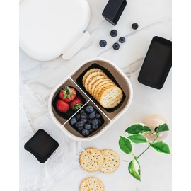 The Silicone Kitchen Reusable Silicone Bento Baking Cup, Non-Toxic, BPA Free, Dishwasher Safe Bento Box Accessories Lunch Box Dividers, Square and Rectangle, 24 Pack, Matte Black