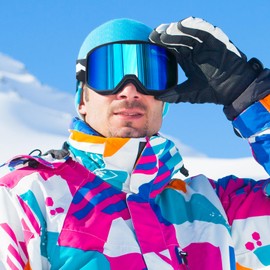 Supertrip Ski Goggles for Men and Women, Snowboard Goggles for Glasses Wearers, Anti-Fog Cylindrical Ski Goggles UV400 Protection Compatible Helmet Adults Teenagers for Skiing/Skating/Snowmobile