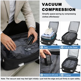 Vacuum Seal Travel Backpack, 60L Expandable Laptop Backpack with Vacuum System Air Compression, TSA Lock Carry-On Suitcase Luggage Vacuum Bags with Pump - Black