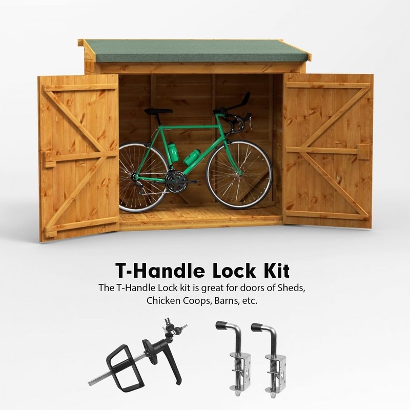 5-Key Double Door Shed Hardware Kit - Includes Barrel Bolt,
