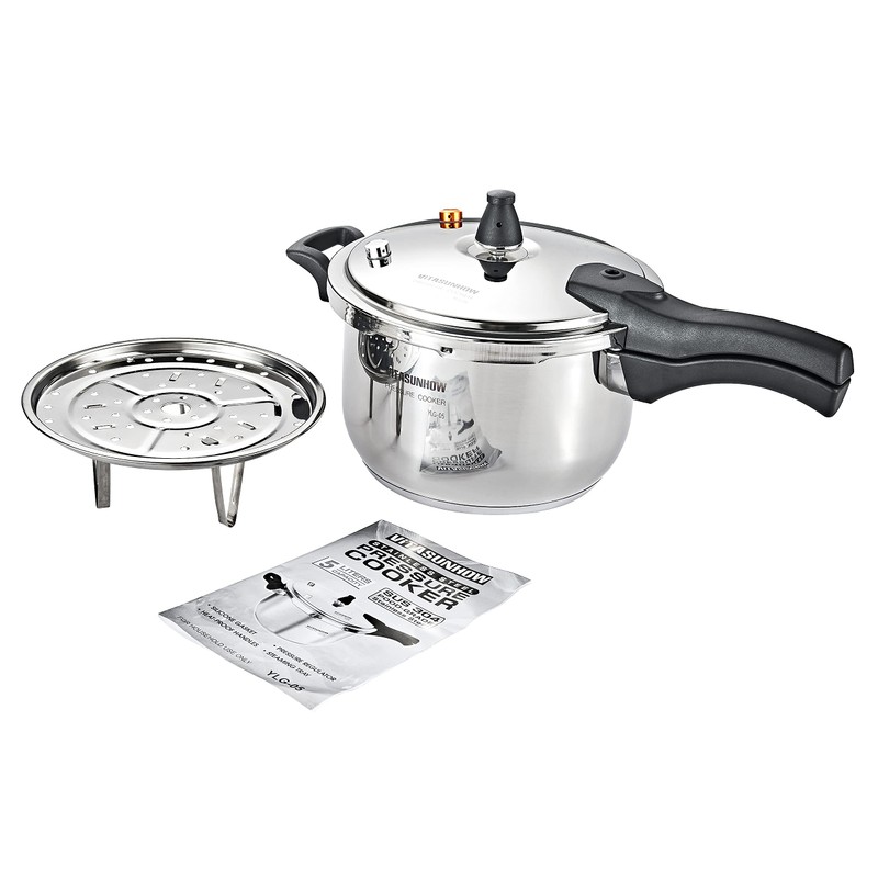 VITASUNHOW Stainless Steel Pressure Cooker with Steamer Basket, Faster Cooking