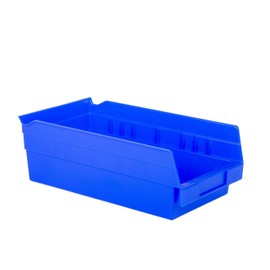 Hudson Exchange 12 x 6 x 4" (12 Pack) Plastic Nesting Storage 12” Shelf Bin Container - 15 lb Capacity, Blue