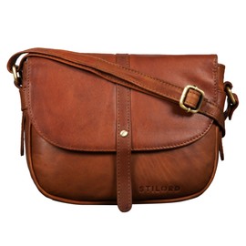 STILORD 'Clara' Small Shoulder Bag Women Leather Vintage Handbag for Going Out Classic Evening Bag Party Bag Leisure Bag Genuine Leather, Cognac - Brown, shoulder bag