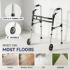 Onpickly Foldable Walker for Seniors with 5" Wheels, Lightweight, Silver