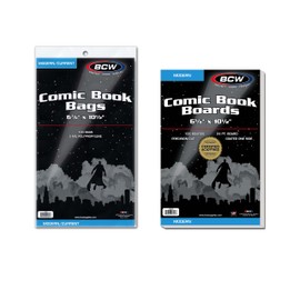 BCW Comic Bags & Modern Backing Boards 100ct | Acid-Free Archival Storage | Prevent Damage to Comics | 6 7/8 x 10 1/2 Bags | 6 5/8 x 10 1/2 Boards