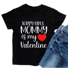 Valentine's Day Shirts Toddler Boys Valentine T-Shirt Mommy is My Valentine Tshirt Graphic Tee Tops Black
