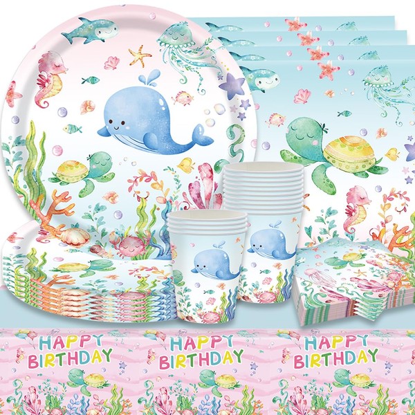 SANYUANHE Ocean Birthday Decoration, 61 Pieces Underwater World Children's Birthday