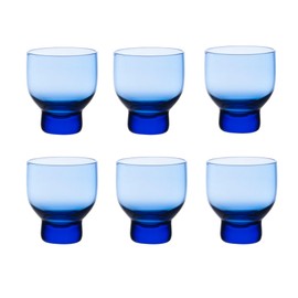 Urban Tokyo Glass Cold Sake Glass 3 fl oz Cup Dishwasher Safe Pack of 6 Restaurant Grade Wine Shot Glass (Blue)