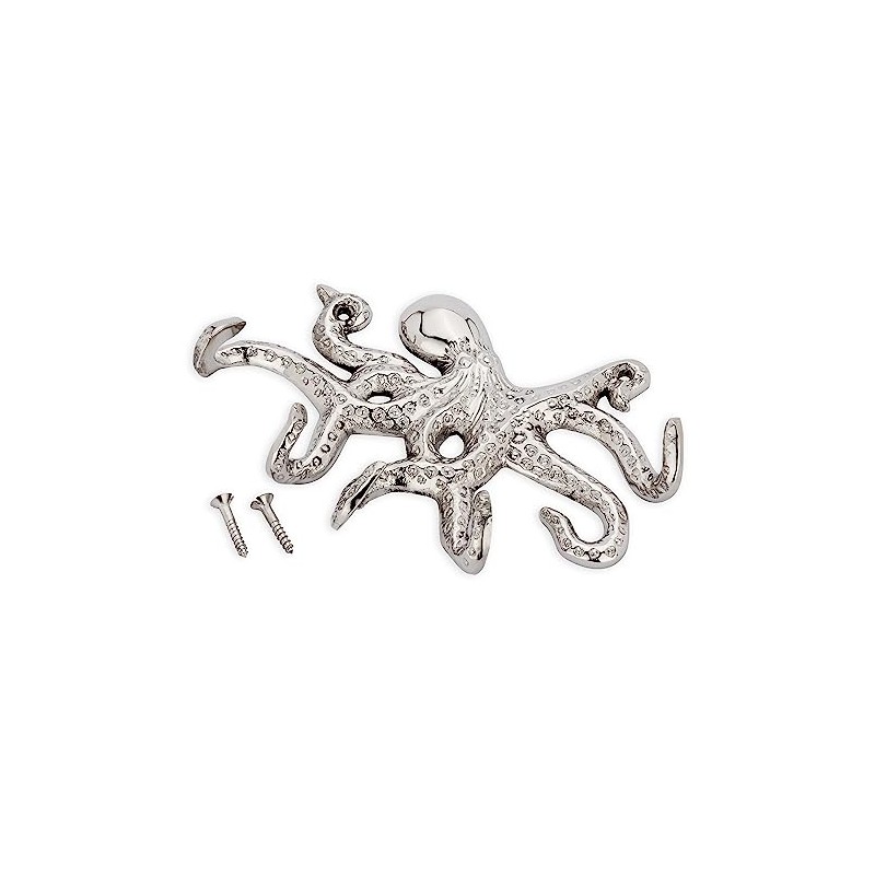NKlaus Maritime octopus hook 14 x 9 cm nickel-plated brass