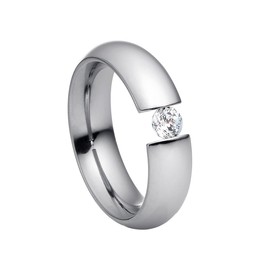 Heideman Women's Intensio Ring Stainless Steel Silver Coloured Polished Women's Ring for Women with Stone Zirconia White / Coloured in Brilliant Cut 4 mm - crystal, size: 50