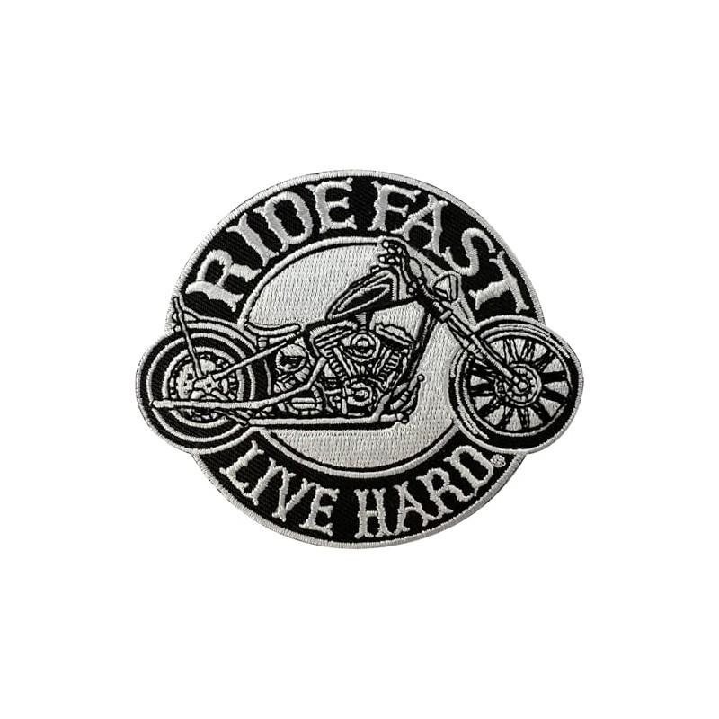 Ride Fast Live Hard Patch Iron On Sew On Motorcycle