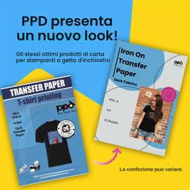 PPD A4 10 Fogli Di Carta Trasferibile Termoadesiva Professionale Inkjet - Tessuti Scuri - PPD-4-10