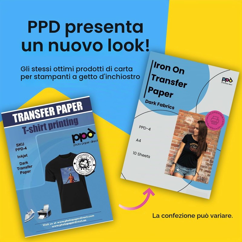 PPD A4 10 Fogli Di Carta Trasferibile Termoadesiva Professionale Inkjet