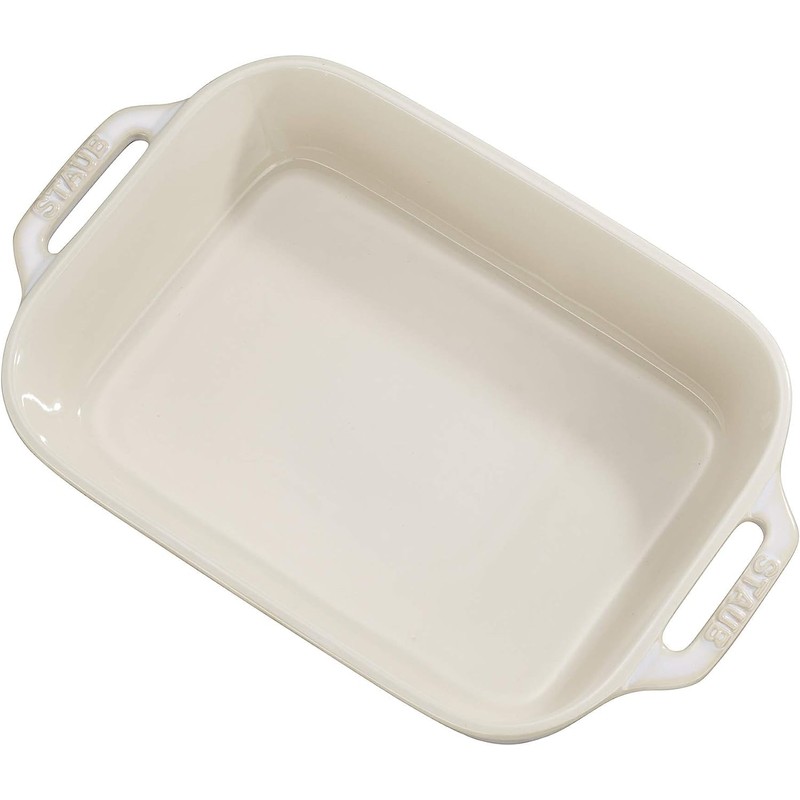 STAUB Ceramics Rectangular Baking Dish, 10.5x7.5-inch, Rustic Ivory