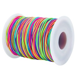 HugeDE 1mm x 100m Colorful Elastic Cord Bracelet Beading String Rainbow Color Stretch String Craft Elastic Thread Necklace Bead Cords for Jewelry Making