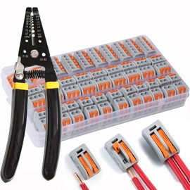 aikoolwer Lever Nuts Wire Connectors Assortment Kit 28-12 AWG Splitter Stripper Crimping Tool 2 3 5 Conductor Combination Compact Multi Electrical Quick Disconnect Wiring Splicing