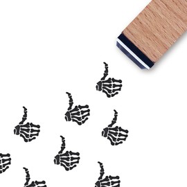 Thumbs Up Skeleton Rubber Stamp, 3/5 Inch Small Mini Stamp for Scrapbooking Card Making Planner