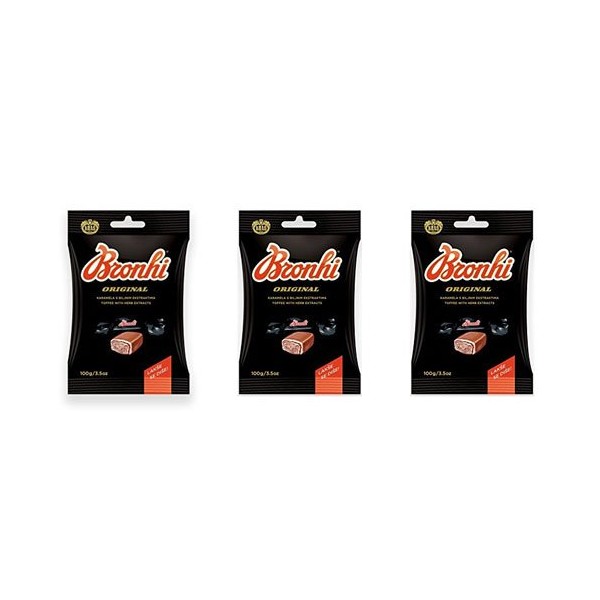 Kras Bronhi Toffee with Herb Extracts 100 gr (Bronhi lakse se dise), 10.5oz, Pack of 3