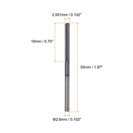 HARFINGTON Carbide Chucking Reamer 0.102"(2.591mm) Dia Straight Flute Straight Shank Machine Reamer Tool for Metal and Lathes CNC Machining Centers, Black
