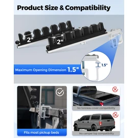 Spirrelab Truck Bed Fishing Rod Holders Holds 6 Fishing Rods, Aluminum Fly Fishing Rod Holder for Truck Bed Pickup