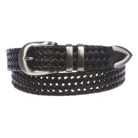 Men's 1 1/8 Inch (30 mm) Braided Leather Dress Lacing Belt, Black | 38"