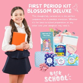 First Period Kit for Girls - Emergency Kit Bag for Girls with Sanitary Pad Storage Bag, Teen Sanitary Towels, Lil-Lets Teens Liners, Tampax, Hair Scrunchie, Period Info Booklet and Period Tracker