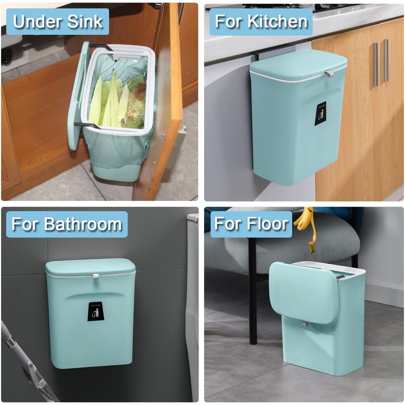 Tiyafuro 2.4 Gallon Kitchen Compost Bin for Counter Top or